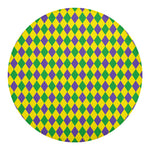 Harlequin Mardi Gras Pattern Print Round Blanket