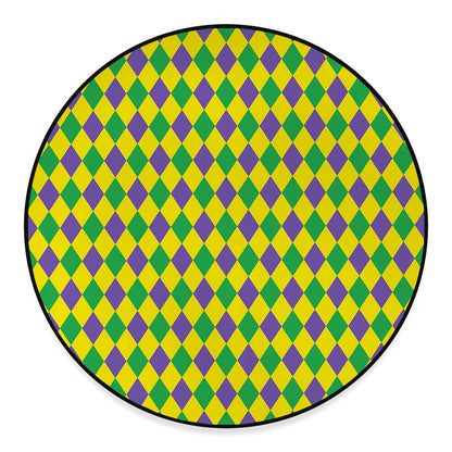 Harlequin Mardi Gras Pattern Print Round Floor Mat
