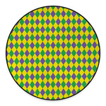 Harlequin Mardi Gras Pattern Print Round Floor Mat