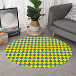 Harlequin Mardi Gras Pattern Print Round Rug