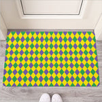 Harlequin Mardi Gras Pattern Print Rubber Doormat