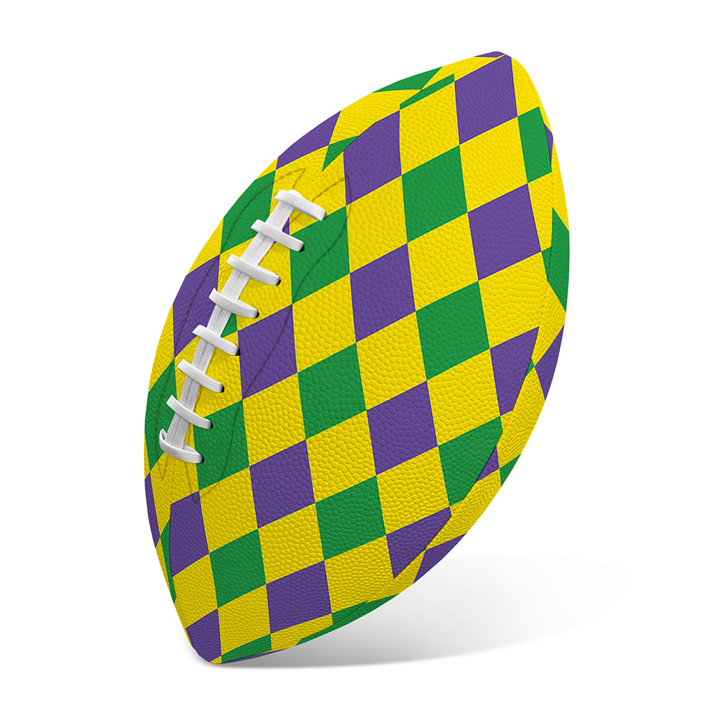 Harlequin Mardi Gras Pattern Print Rugby Ball