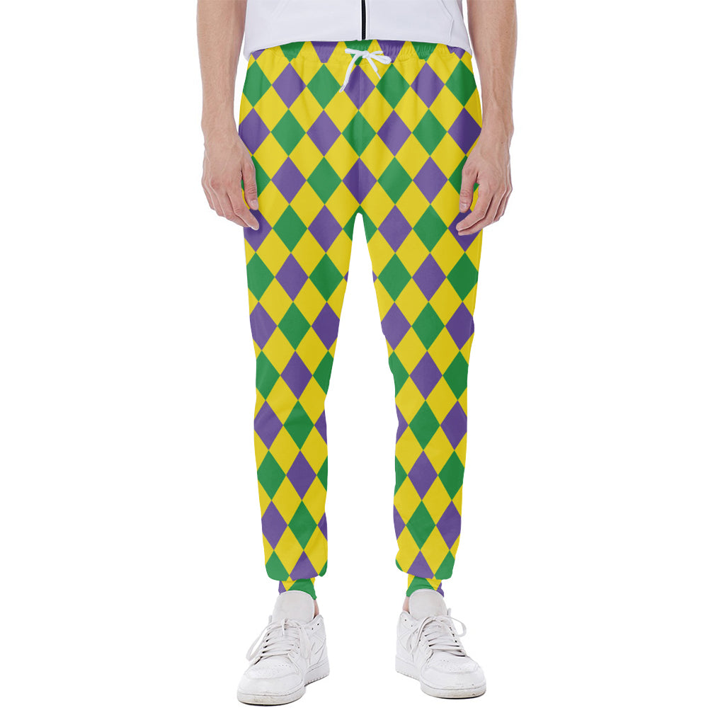 Harlequin Mardi Gras Pattern Print Scuba Joggers
