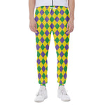 Harlequin Mardi Gras Pattern Print Scuba Joggers