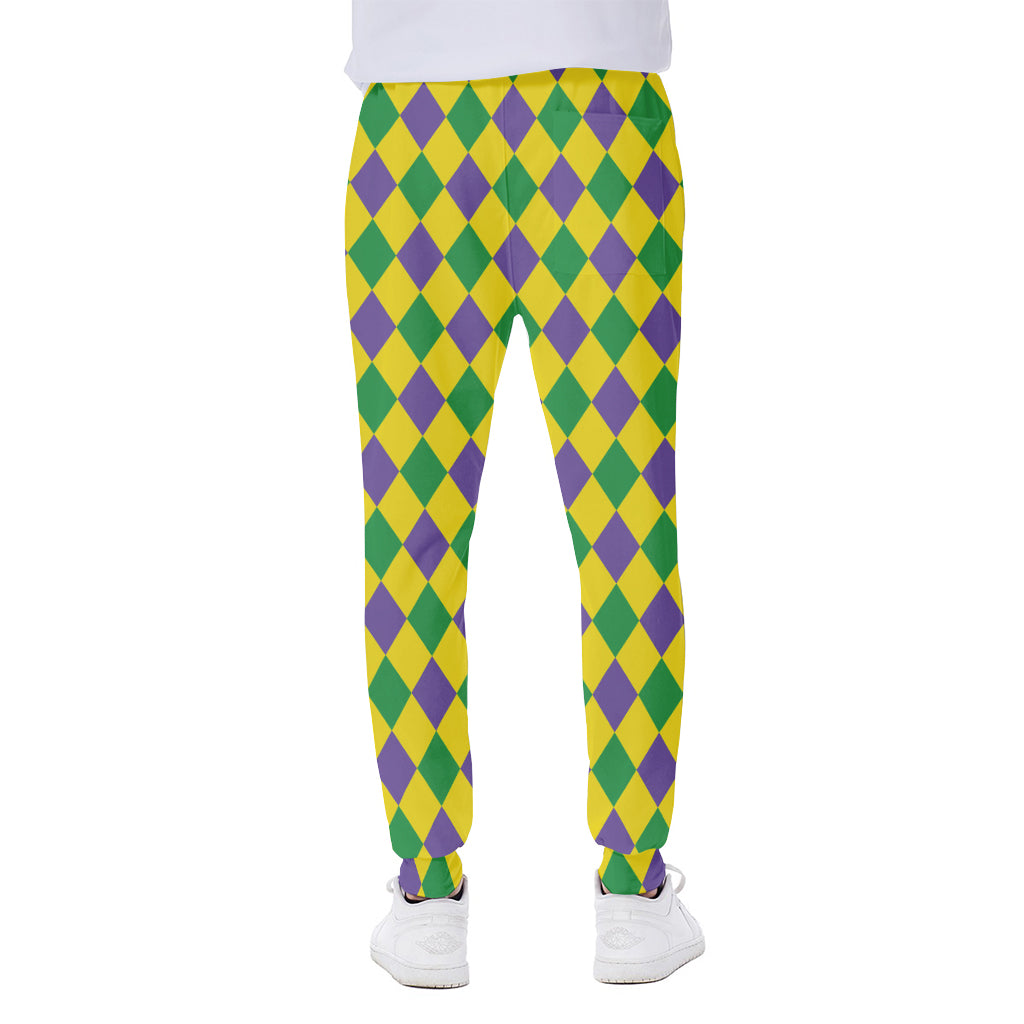 Harlequin Mardi Gras Pattern Print Scuba Joggers
