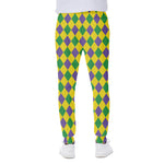 Harlequin Mardi Gras Pattern Print Scuba Joggers