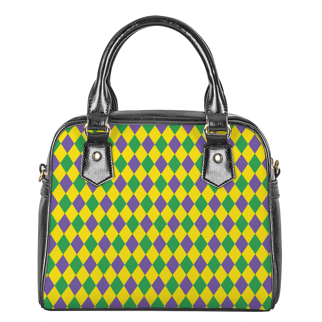 Harlequin Mardi Gras Pattern Print Shoulder Handbag