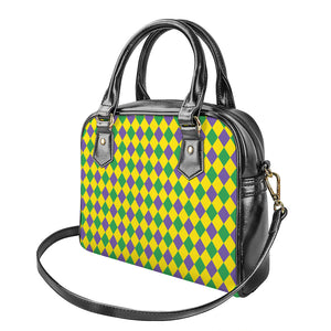 Harlequin Mardi Gras Pattern Print Shoulder Handbag