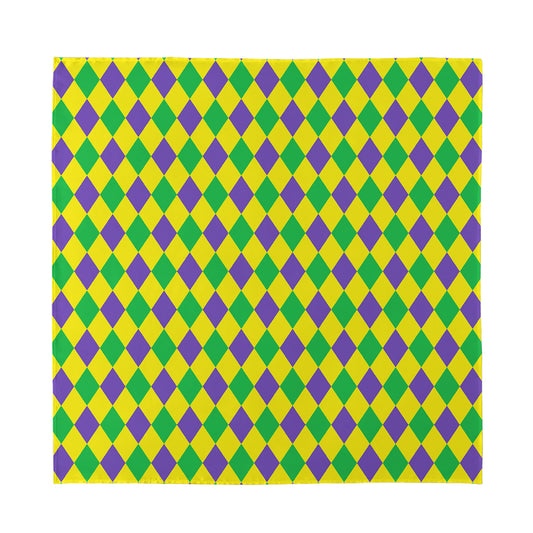 Harlequin Mardi Gras Pattern Print Silk Bandana