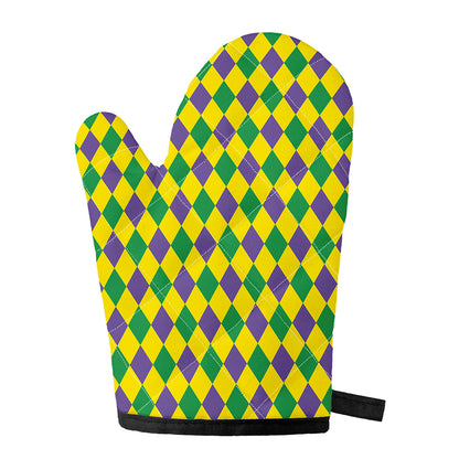 Harlequin Mardi Gras Pattern Print Single Oven Mitt