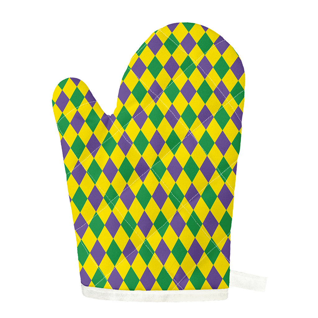 Harlequin Mardi Gras Pattern Print Single Oven Mitt