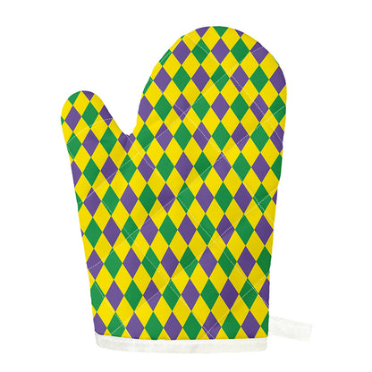 Harlequin Mardi Gras Pattern Print Single Oven Mitt