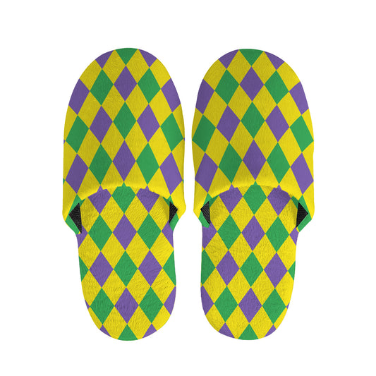 Harlequin Mardi Gras Pattern Print Slippers
