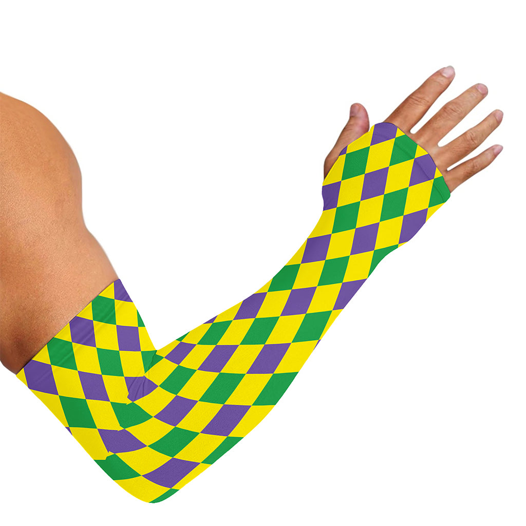 Harlequin Mardi Gras Pattern Print Sun Protection Arm Sleeves