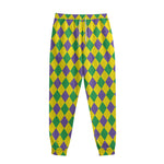 Harlequin Mardi Gras Pattern Print Sweatpants