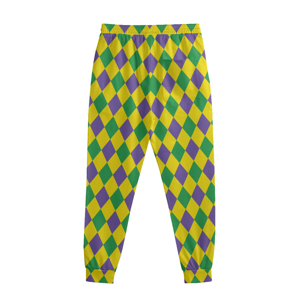Harlequin Mardi Gras Pattern Print Sweatpants