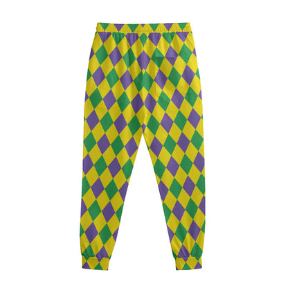 Harlequin Mardi Gras Pattern Print Sweatpants