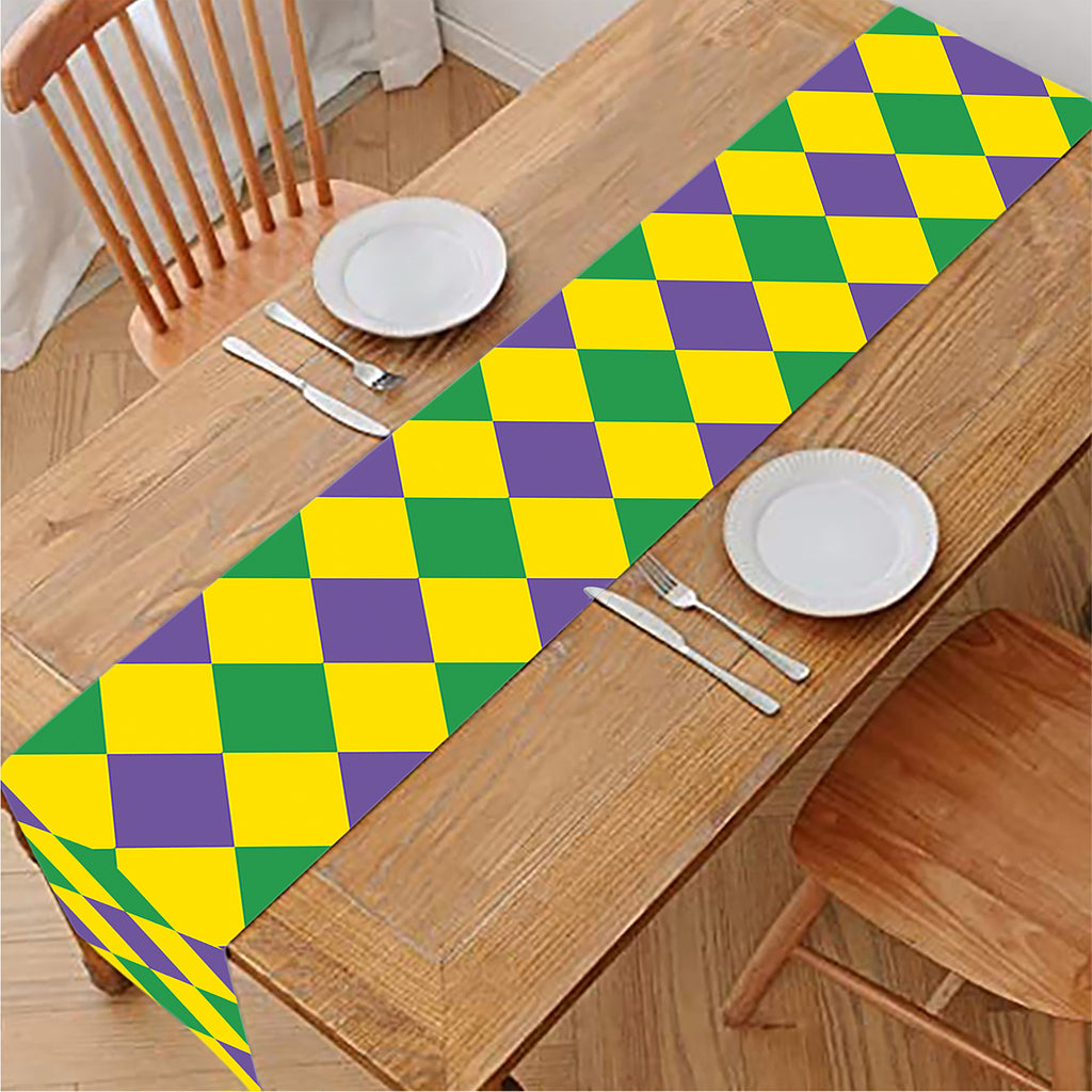 Harlequin Mardi Gras Pattern Print Table Runner
