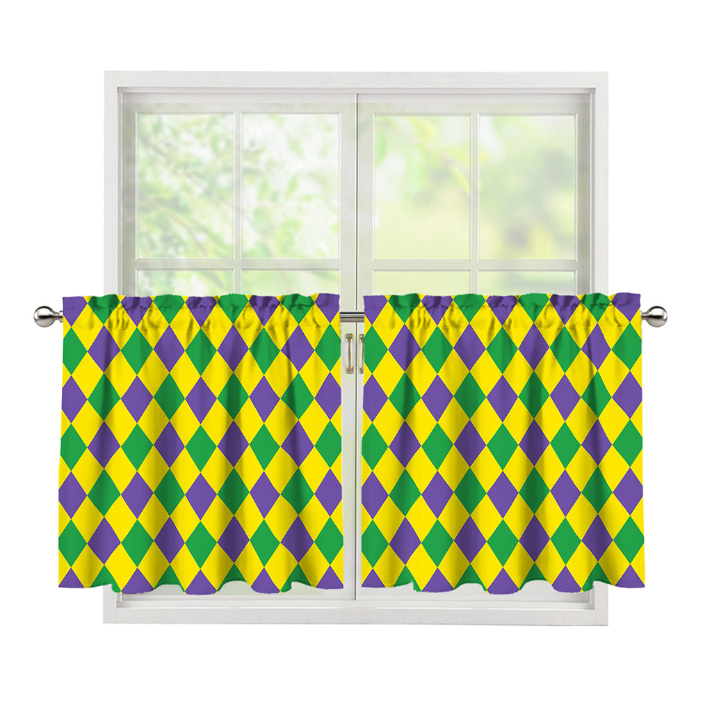 Harlequin Mardi Gras Pattern Print Tier Curtains