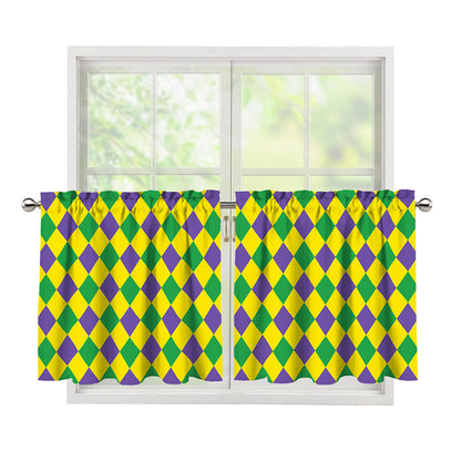 Harlequin Mardi Gras Pattern Print Tier Curtains