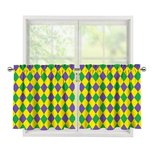 Harlequin Mardi Gras Pattern Print Tier Curtains