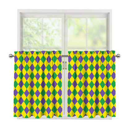 Harlequin Mardi Gras Pattern Print Tier Curtains