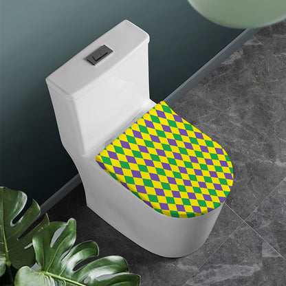 Harlequin Mardi Gras Pattern Print Toilet Lid Cover