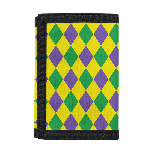 Harlequin Mardi Gras Pattern Print Trifold Wallet