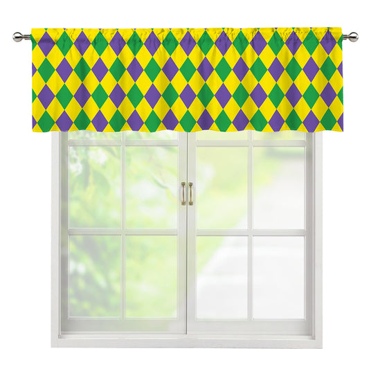 Harlequin Mardi Gras Pattern Print Window Valance