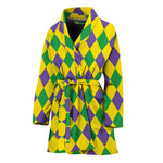 Harlequin Mardi Gras Pattern Print Women's Bathrobe