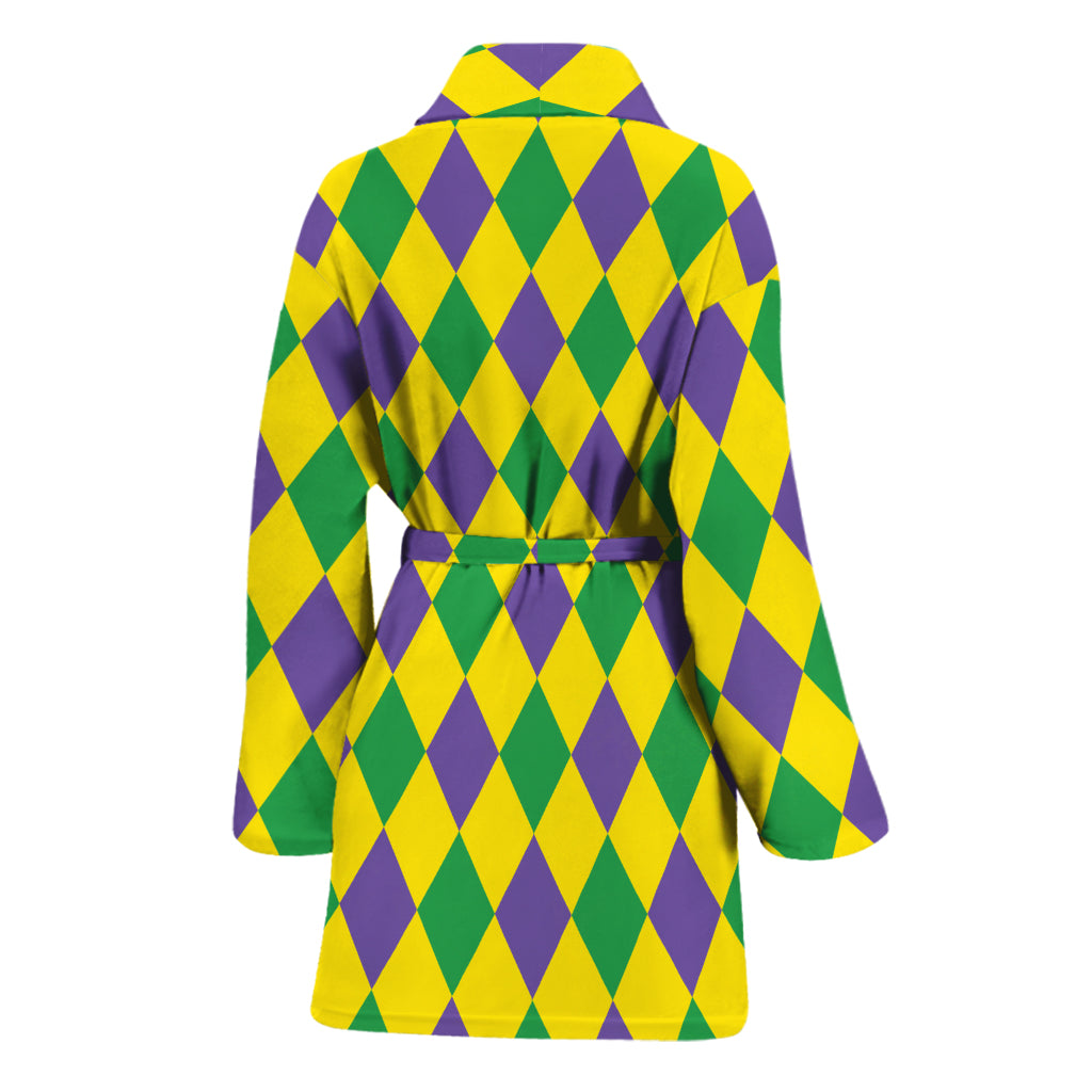 Harlequin Mardi Gras Pattern Print Women's Bathrobe