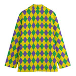 Harlequin Mardi Gras Pattern Print Women's Blazer