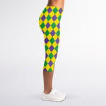 Harlequin Mardi Gras Pattern Print Women's Capri Leggings
