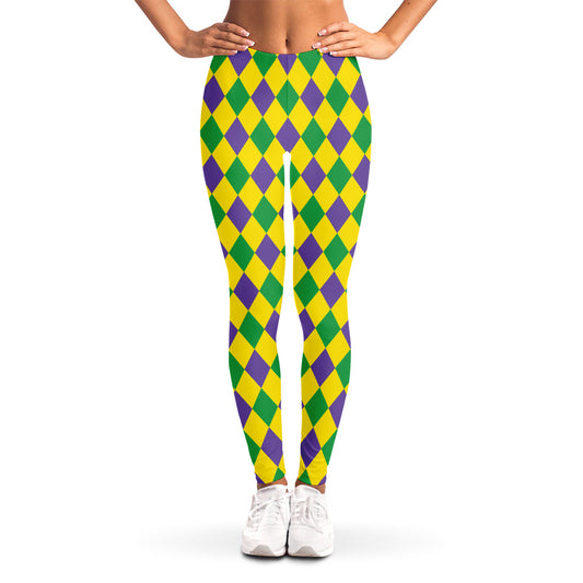 Harlequin Mardi Gras Pattern Print Women's Leggings