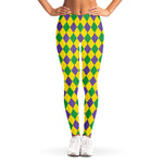 Harlequin Mardi Gras Pattern Print Women's Leggings