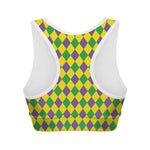 Harlequin Mardi Gras Pattern Print Women's Sports Bra