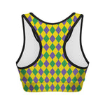 Harlequin Mardi Gras Pattern Print Women's Sports Bra