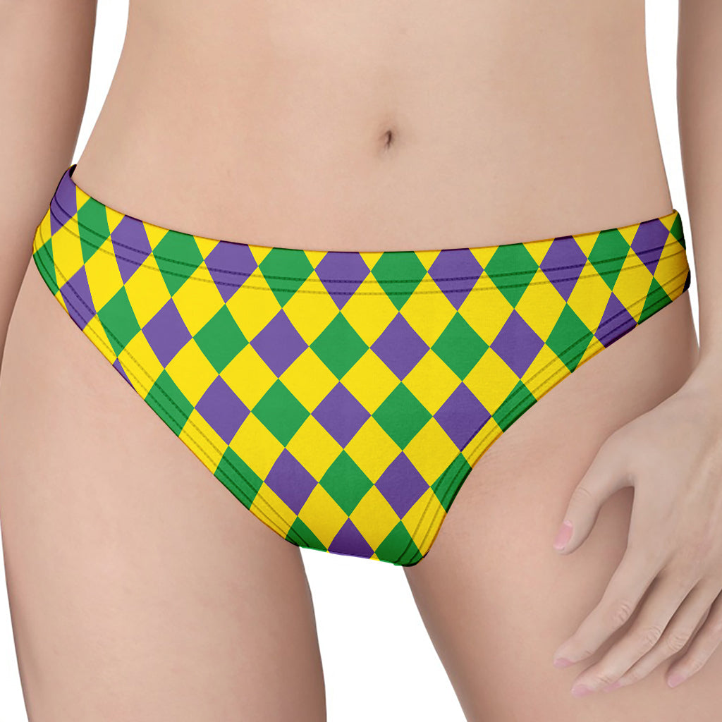 Harlequin Mardi Gras Pattern Print Women's Thong