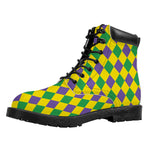 Harlequin Mardi Gras Pattern Print Work Boots