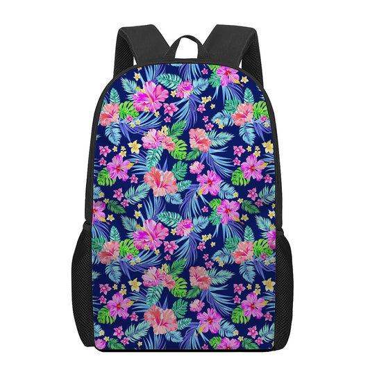 Hawaii Exotic Flowers Pattern Print 17 Inch Backpack