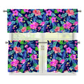 Hawaii Exotic Flowers Pattern Print 3 Piece Kitchen Curtains