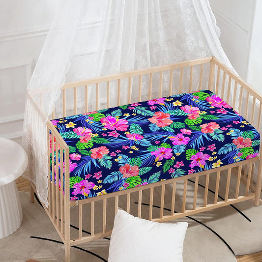 Hawaii Exotic Flowers Pattern Print Baby Crib Sheet