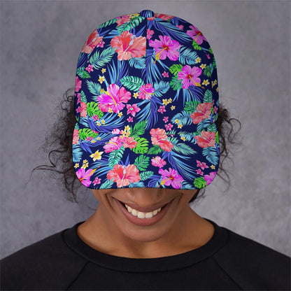 Hawaii Exotic Flowers Pattern Print Baseball Cap