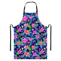 Hawaii Exotic Flowers Pattern Print Bib Apron With Pocket
