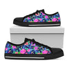 Hawaii Exotic Flowers Pattern Print Black Low Top Sneakers