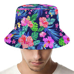 Hawaii Exotic Flowers Pattern Print Bucket Hat