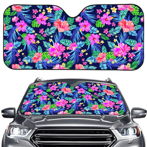 Hawaii Exotic Flowers Pattern Print Car Windshield Sun Shade