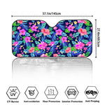 Hawaii Exotic Flowers Pattern Print Car Windshield Sun Shade