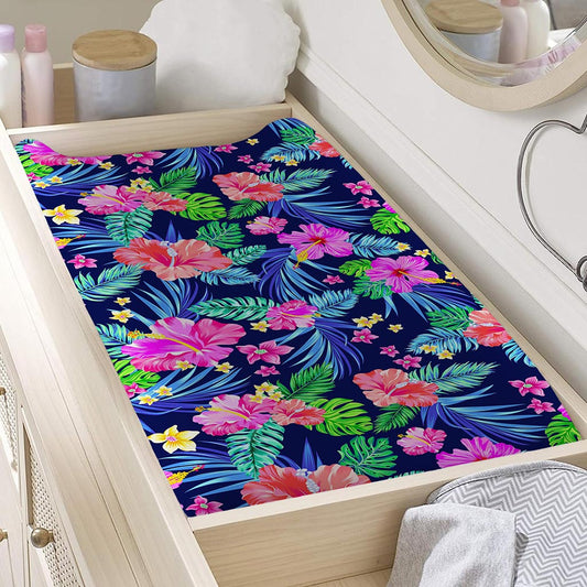 Hawaii Exotic Flowers Pattern Print Changing Pad Cover