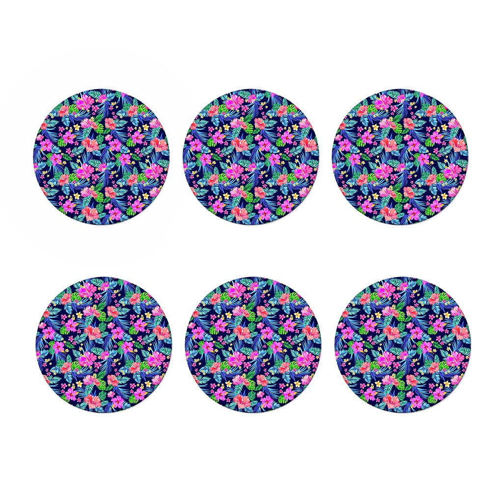 Hawaii Exotic Flowers Pattern Print Coaster Set